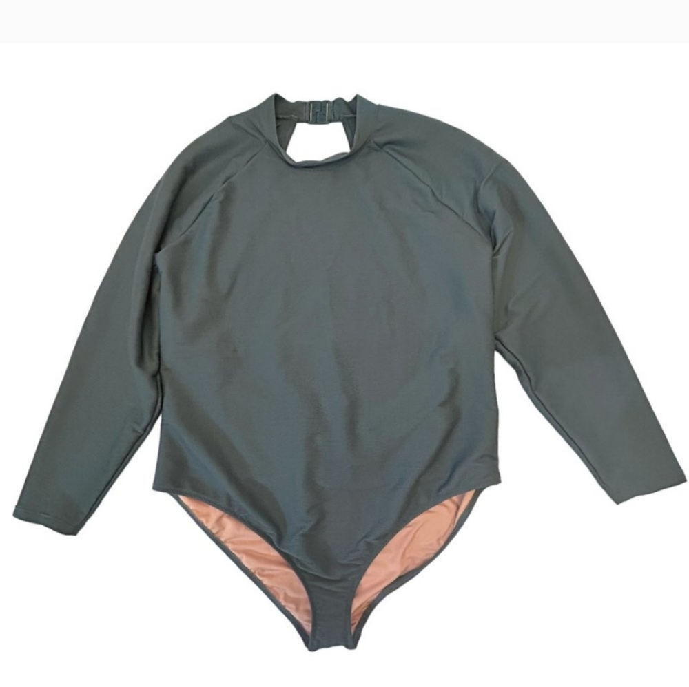 J CREW Active ribbed long-sleeve one-piece swimsuit 22 NWT